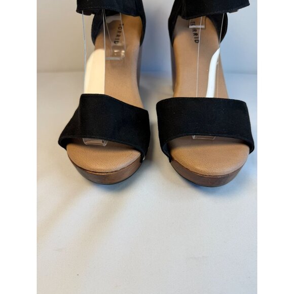 Torrid Black Fabric Platform Wedge Stud Detail Sandals Women Size 10.5 - Picture 5 of 12